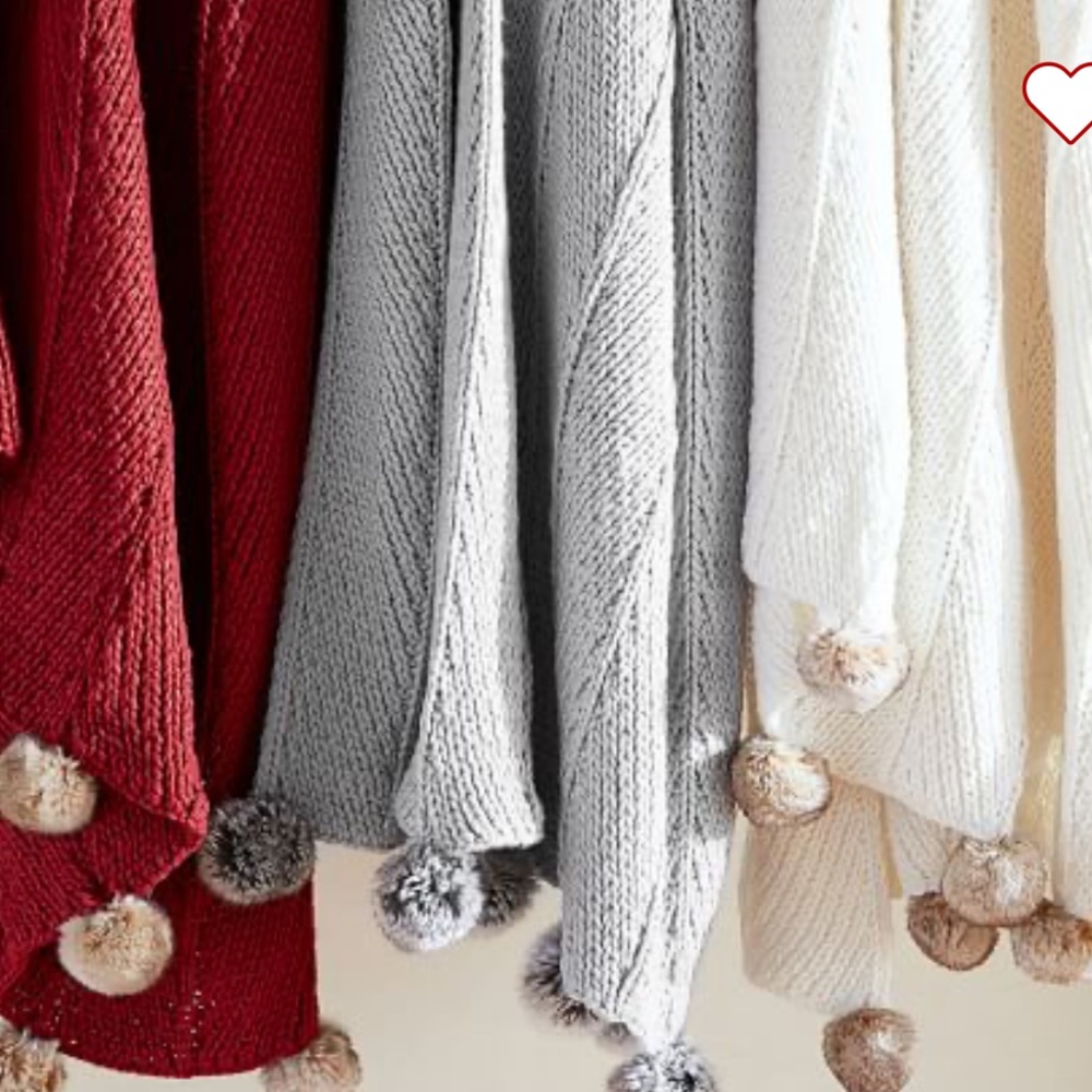 Potterbarn faux fur Pom Pom throw